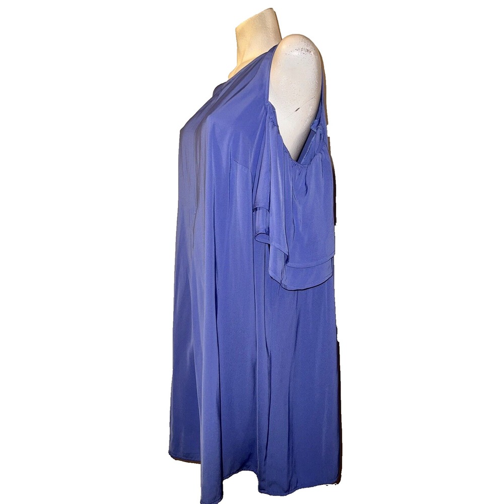 ELOQUII Blue Cold Shoulder Flutter Sleeve Cocktail Party Dress Size 18 #4145 - Picture 4 of 8